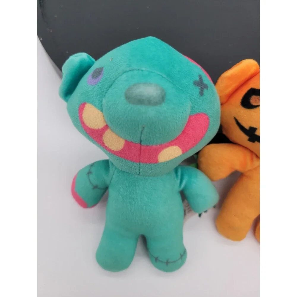 2 Deddy Bears Mini Plush Gothic Coffin  Zombear Undead Zombie Blue and Orange 5